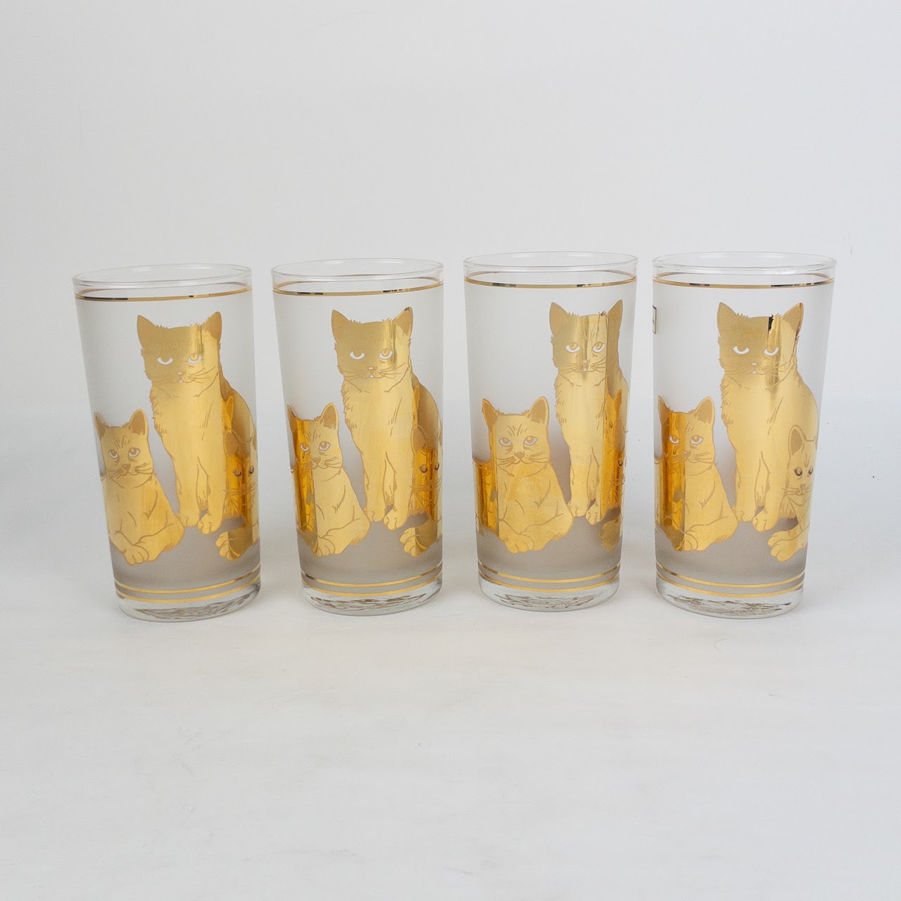 Culver Barware Set Of Four 22K Gold Leaf Highball Glasses