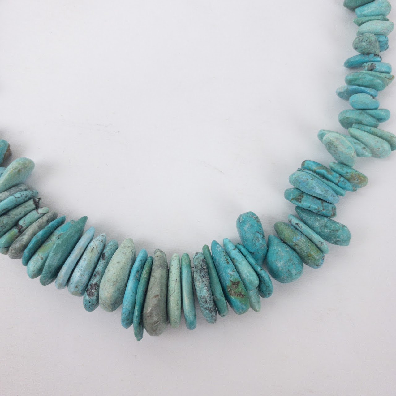 Natural Turquoise & Silver Teardrop Necklace