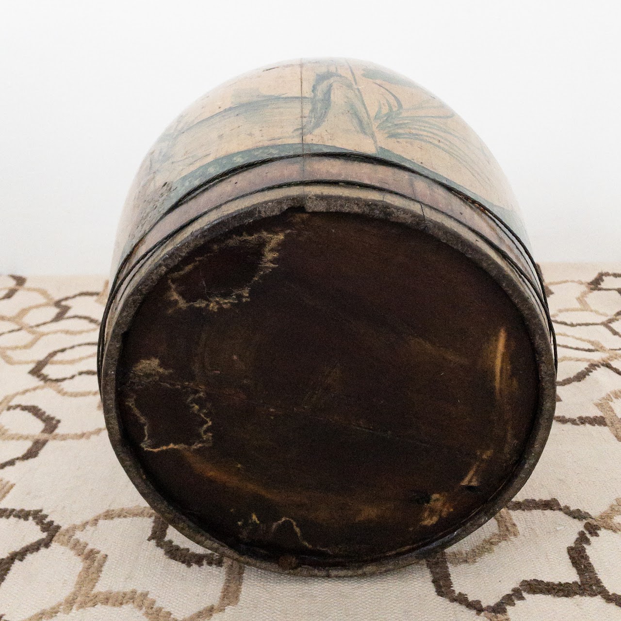 Handcrafted Vintage Decorative Wood Barrel