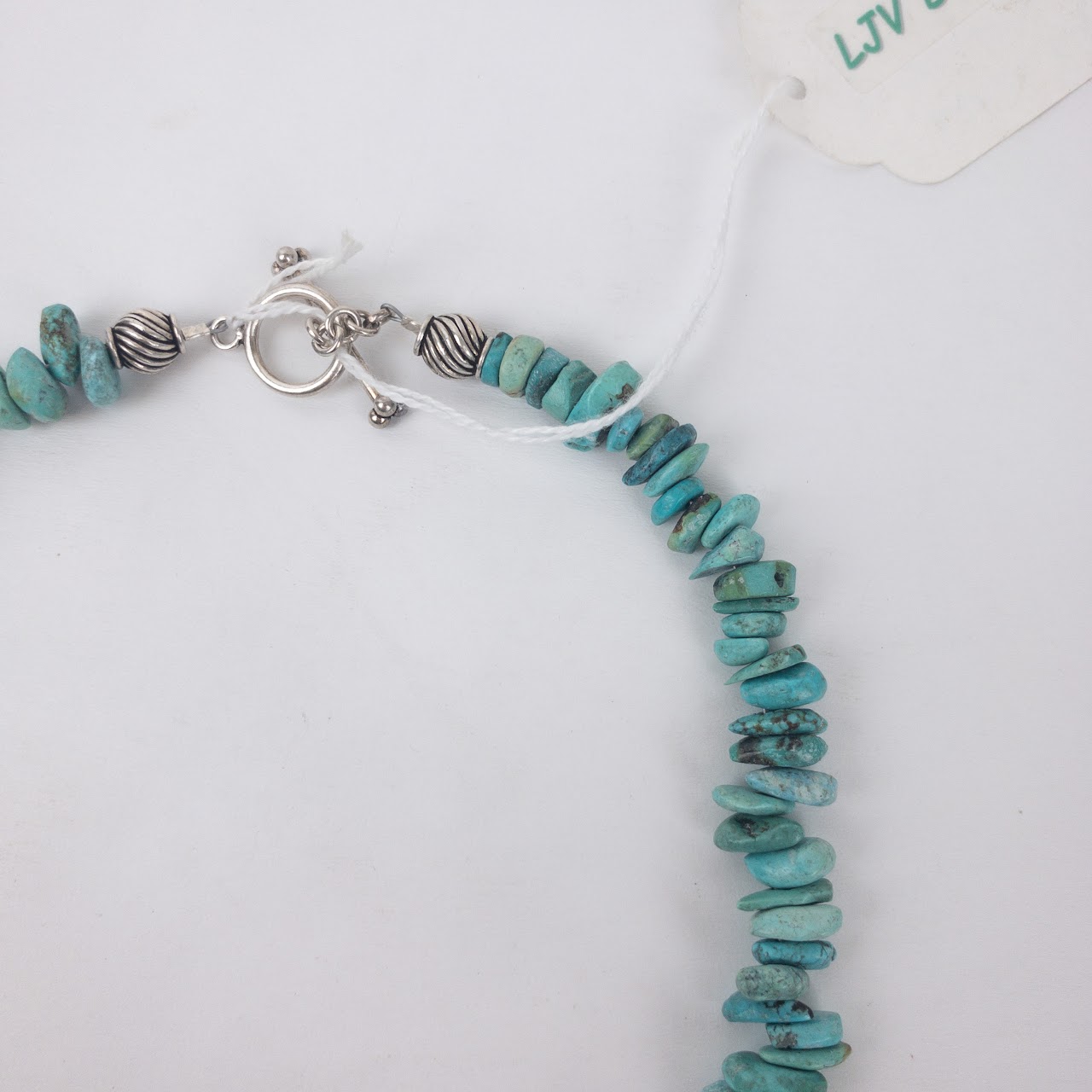 Natural Turquoise & Silver Teardrop Necklace