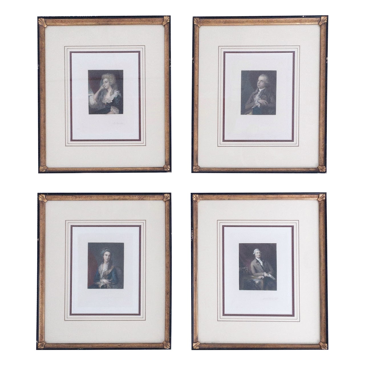 Hand-Tinted Engraving Portrait Set