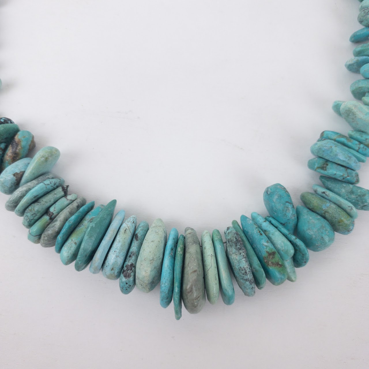 Natural Turquoise & Silver Teardrop Necklace