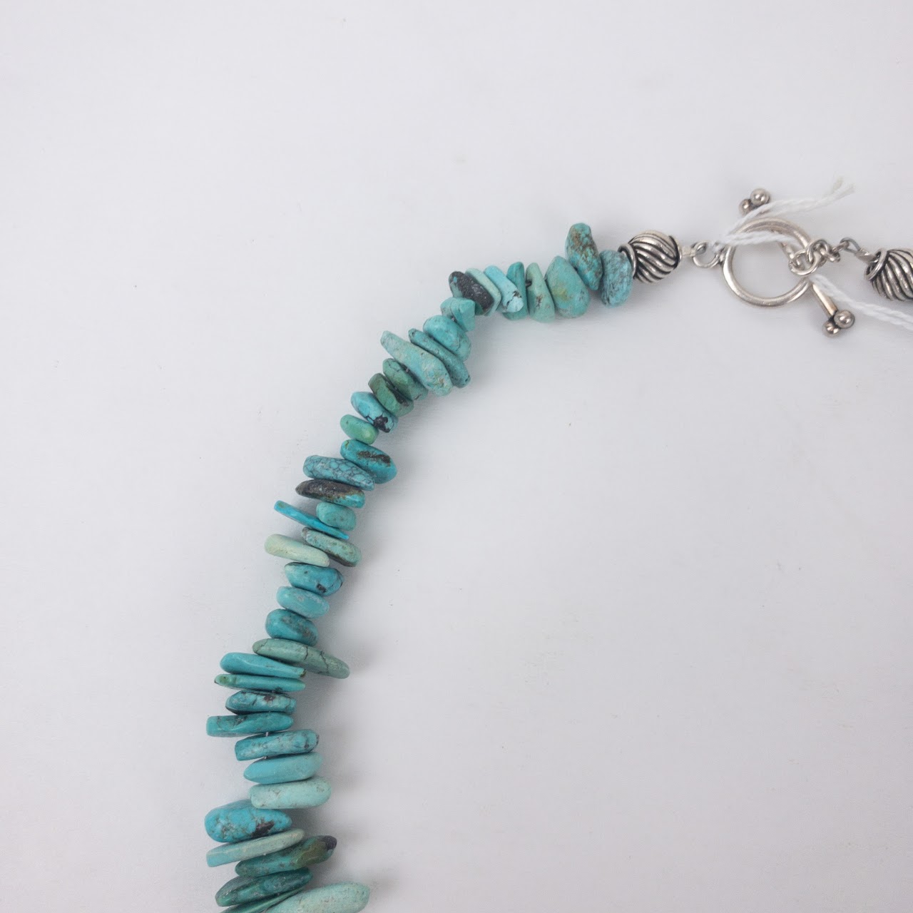 Natural Turquoise & Silver Teardrop Necklace