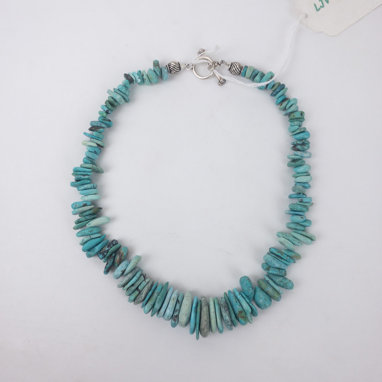 Natural Turquoise & Silver Teardrop Necklace