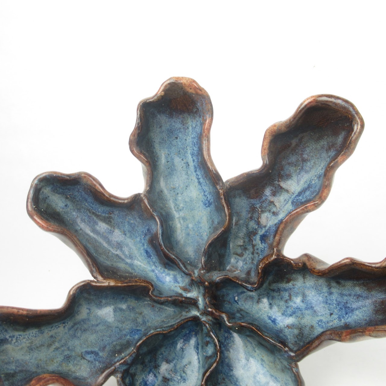 Signed Blue Flower Pinch Bowl