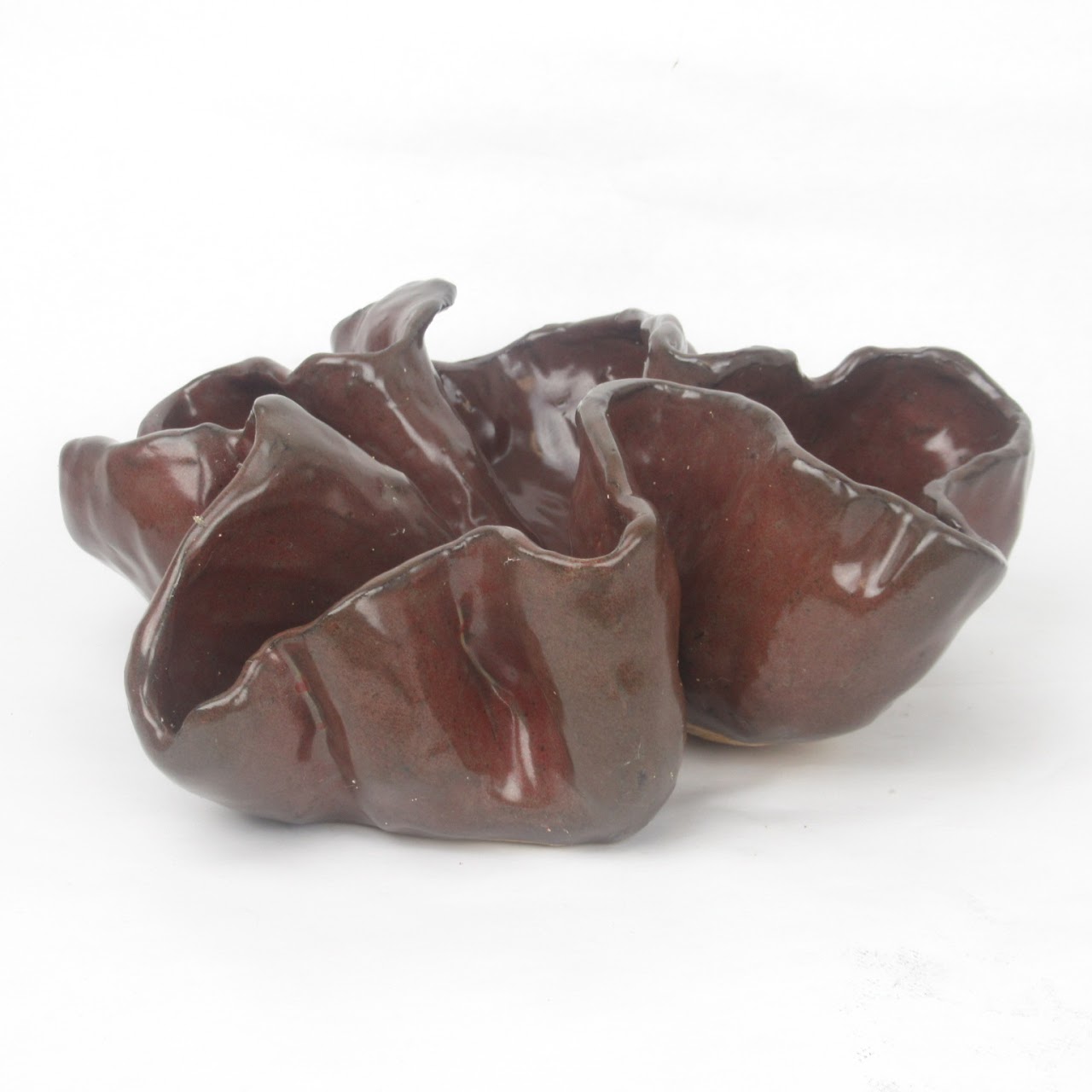 Brown Flower Pinch Bowl