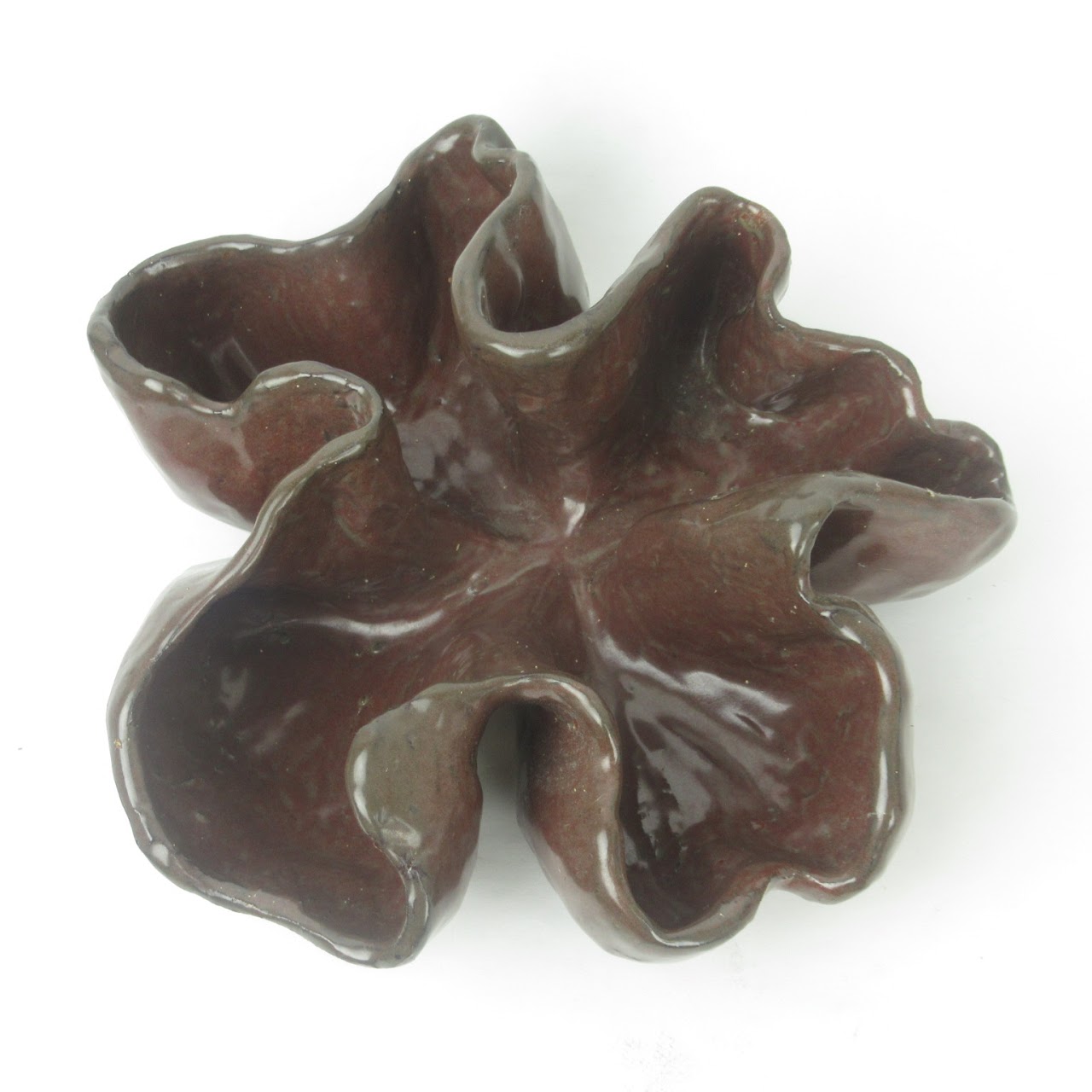 Brown Flower Pinch Bowl