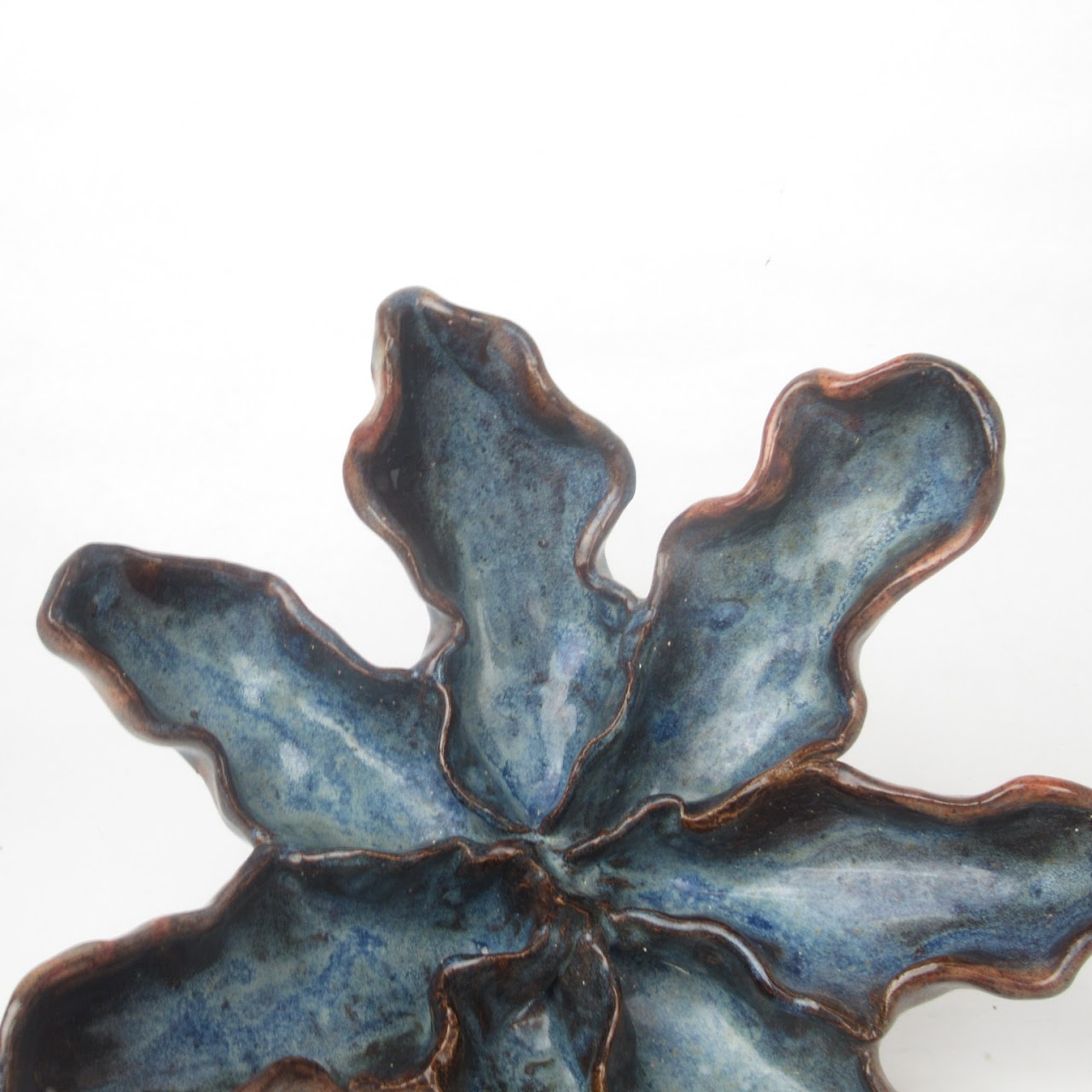 Signed Blue Flower Pinch Bowl