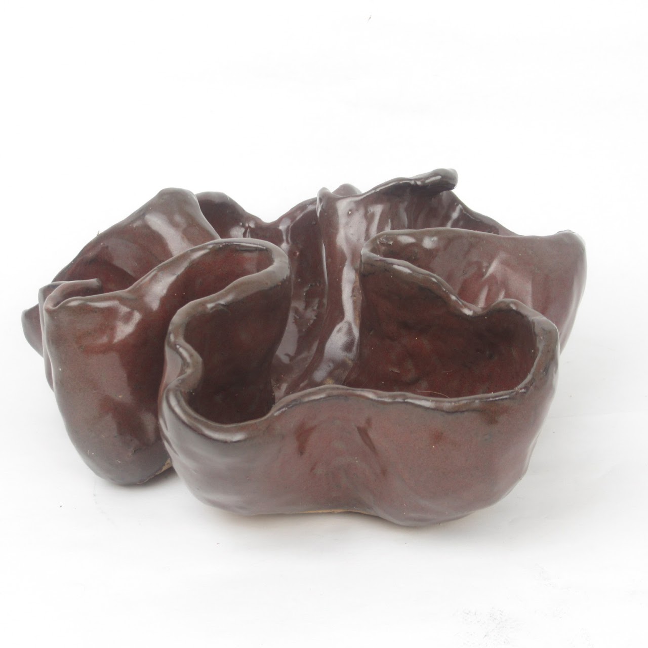 Brown Flower Pinch Bowl