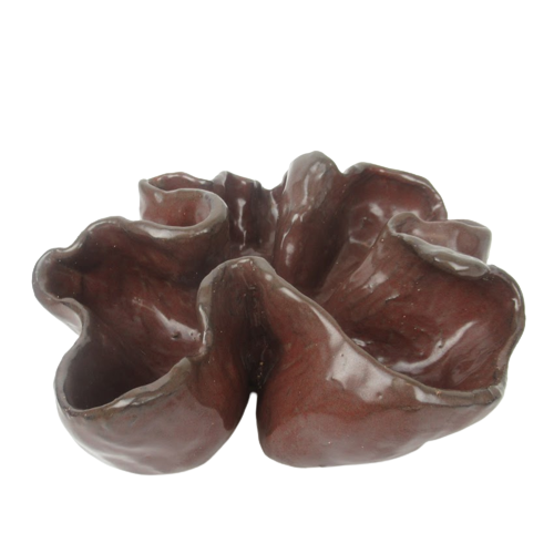 Brown Flower Pinch Bowl