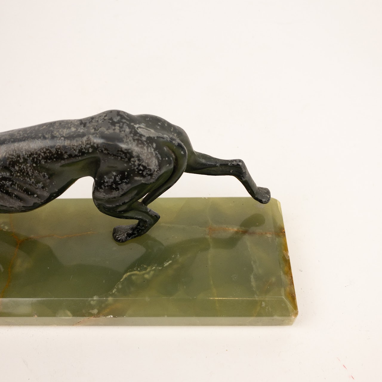 Bronze  & Green Onyx Greyhound Sculpture