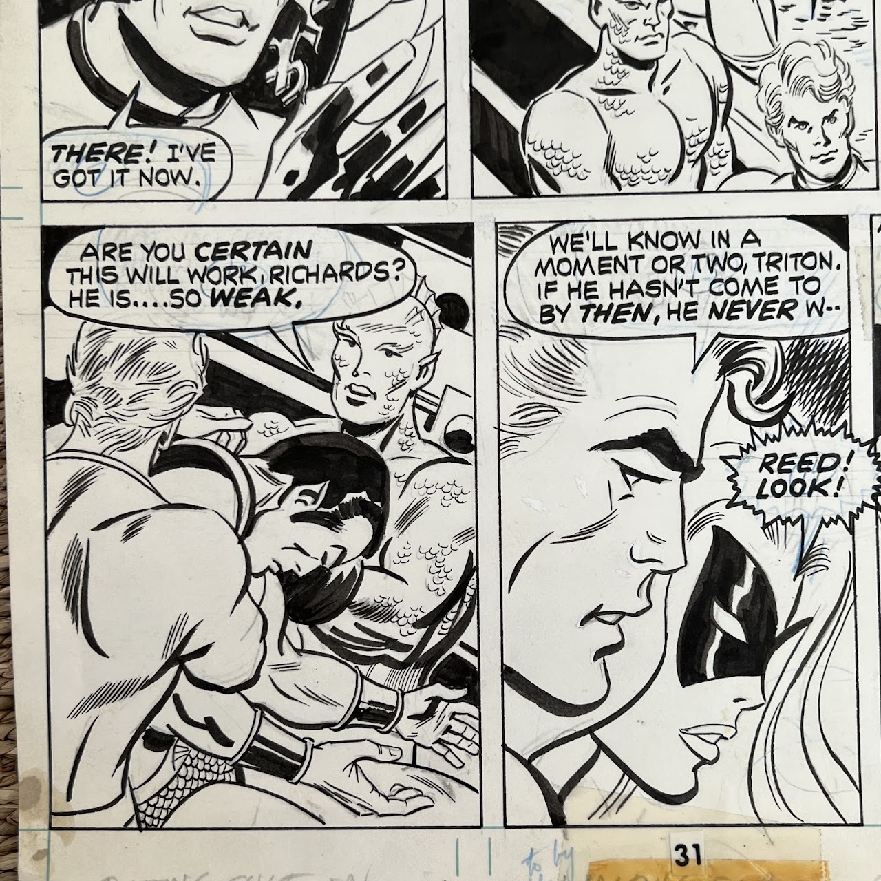 Don Heck Original 1973 Marvel Comics 'Sub-Mariner' No. 67 Ink Drawing Panel