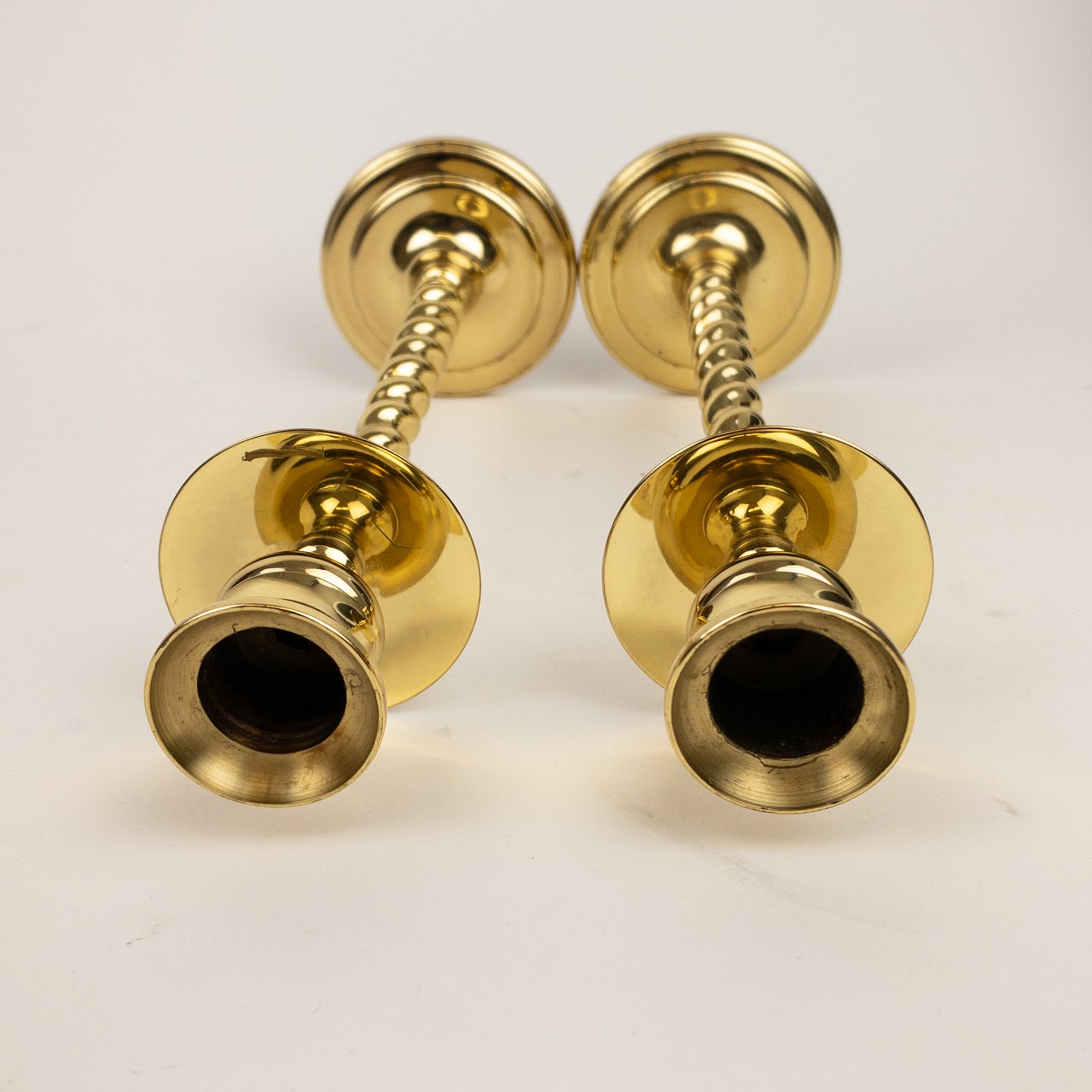 Baldwin Brass Barley Twist Candlestick Pair