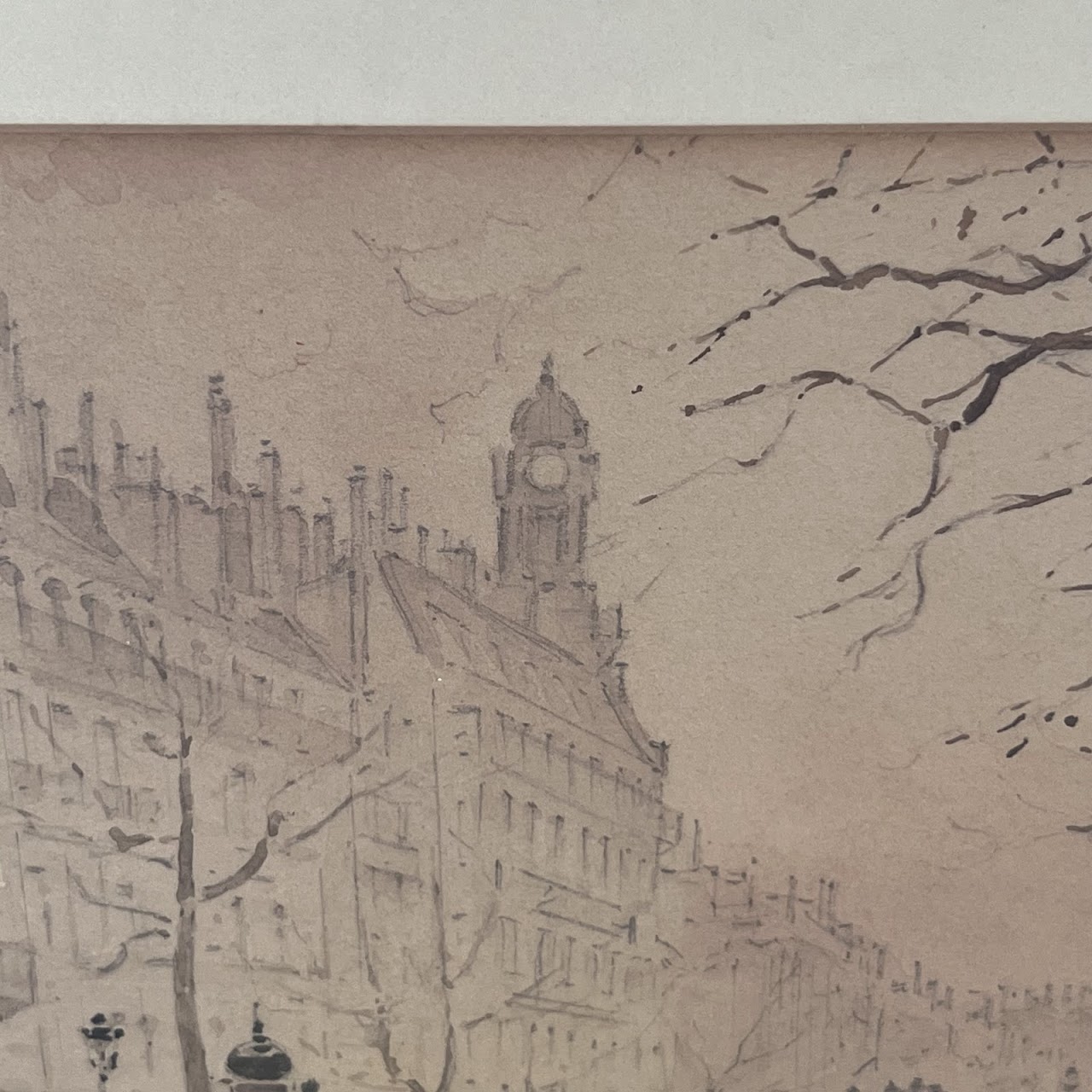 Francis Garat Signed Late 19th-Early 20th C. Parisian Street Scene Watercolor Painting #2