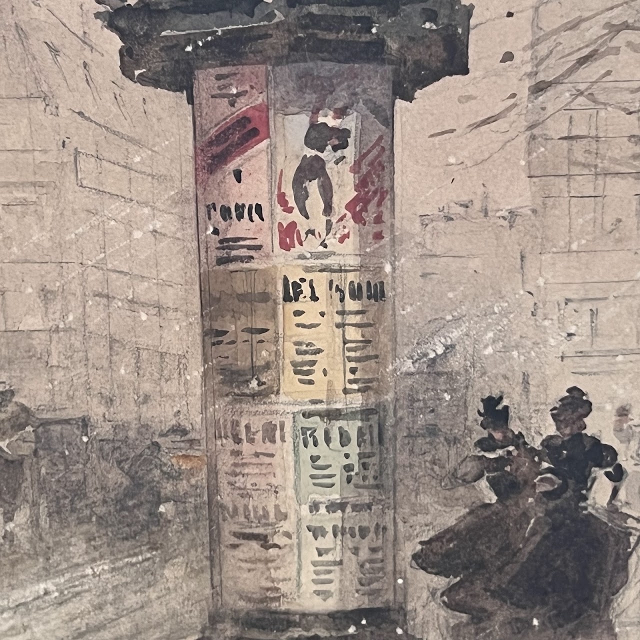 Francis Garat Signed Late 19th-Early 20th C. Parisian Street Scene Watercolor Painting #1