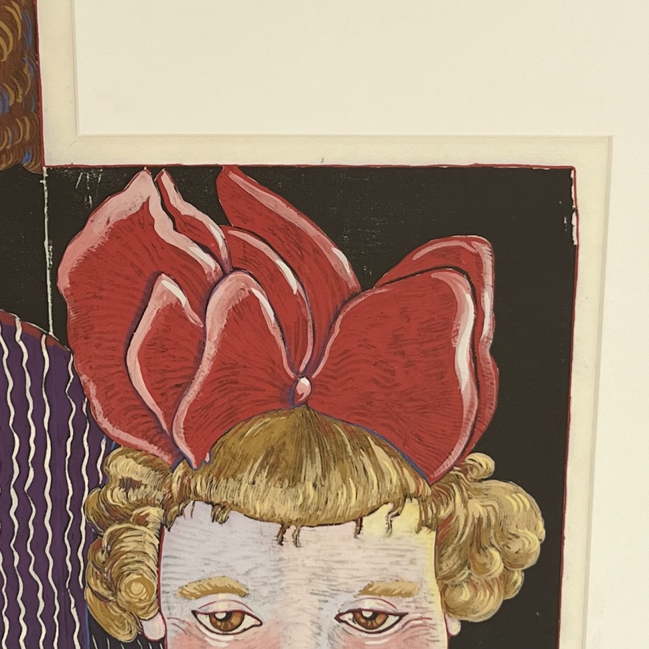 Audrey Christie 'Big Bow' Signed Woodcut