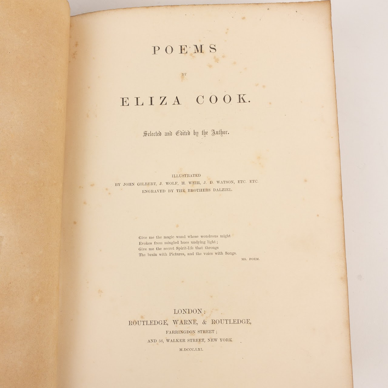 'Poems by Eliza Cook' SIGNED 1861 Book