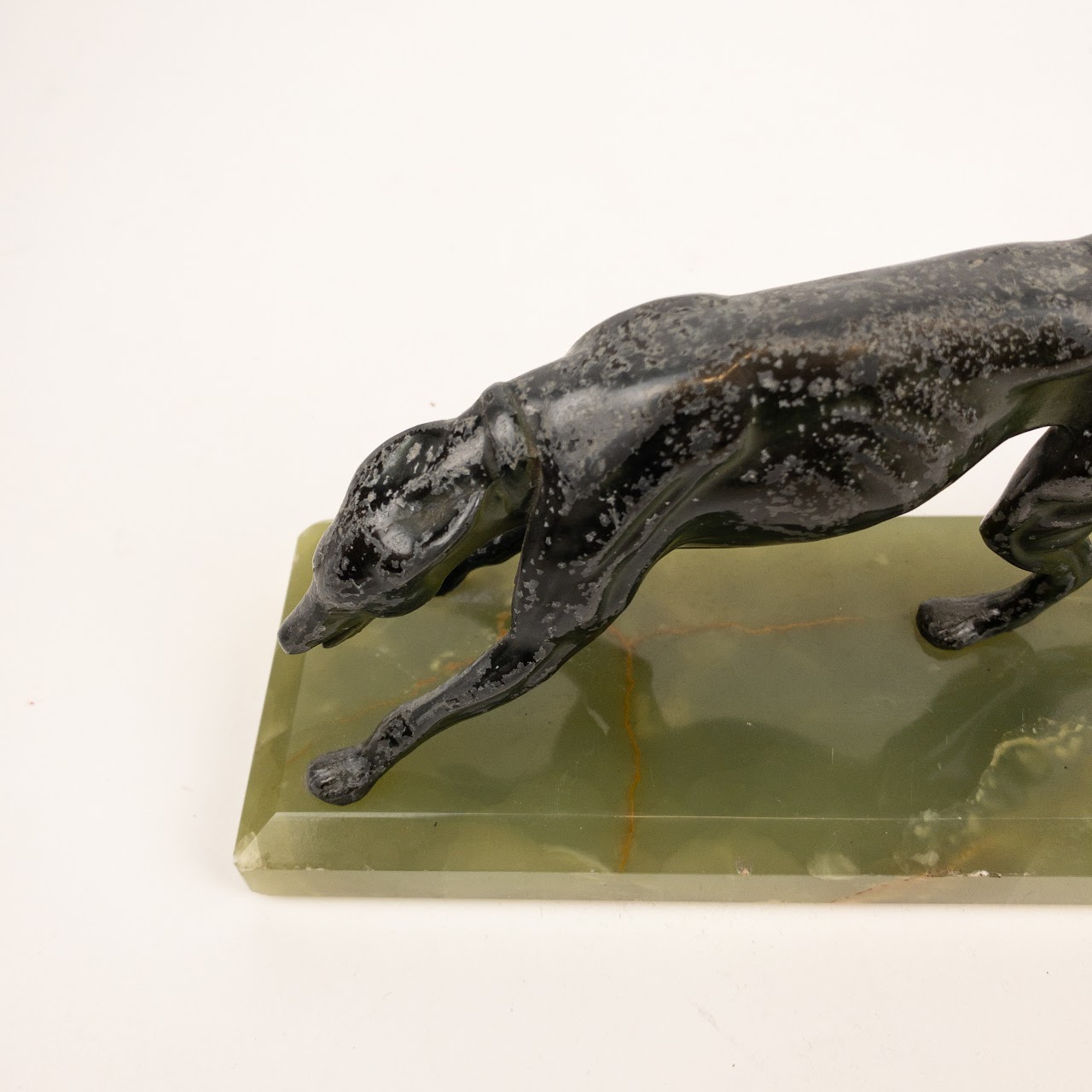 Bronze  & Green Onyx Greyhound Sculpture