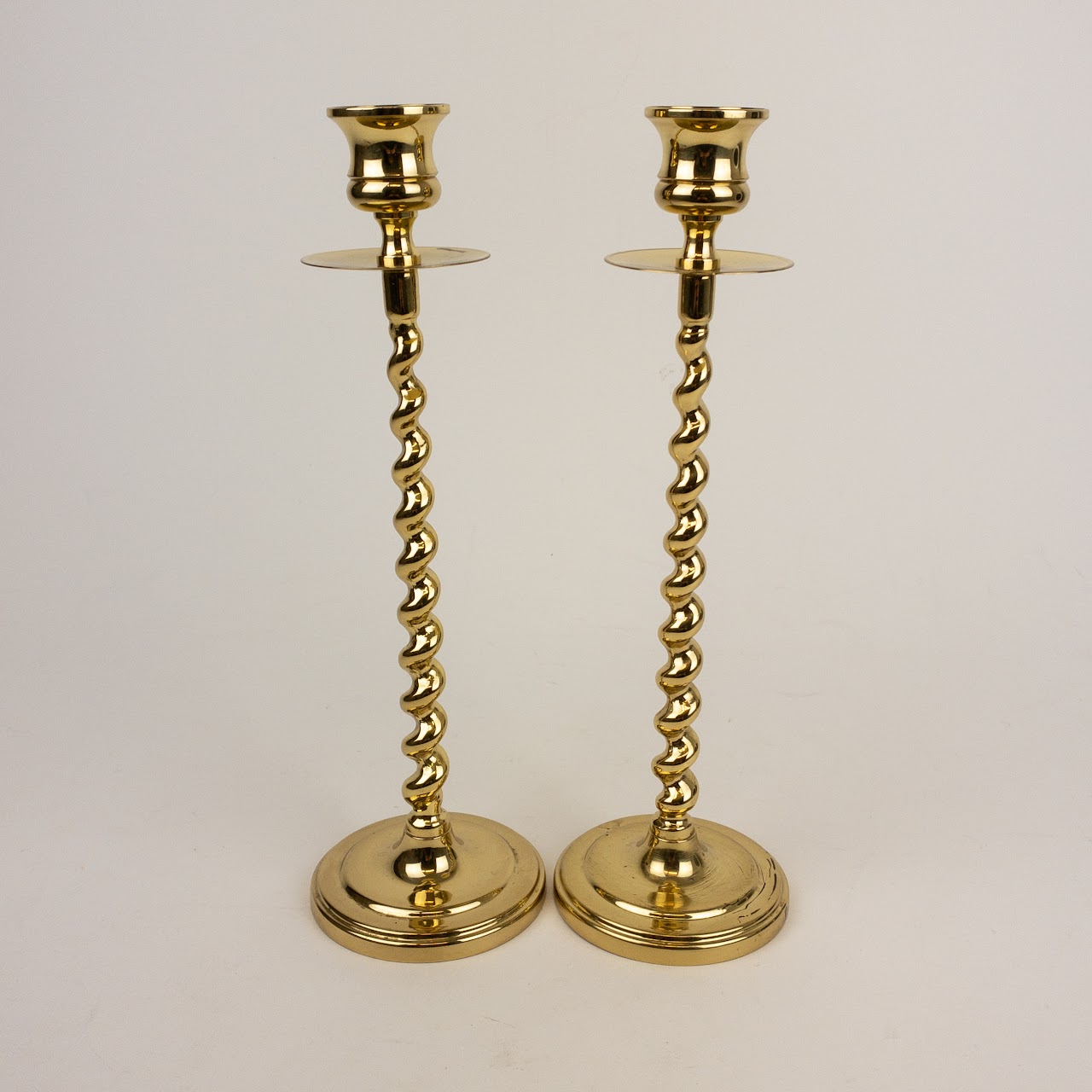 Baldwin Brass Barley Twist Candlestick Pair