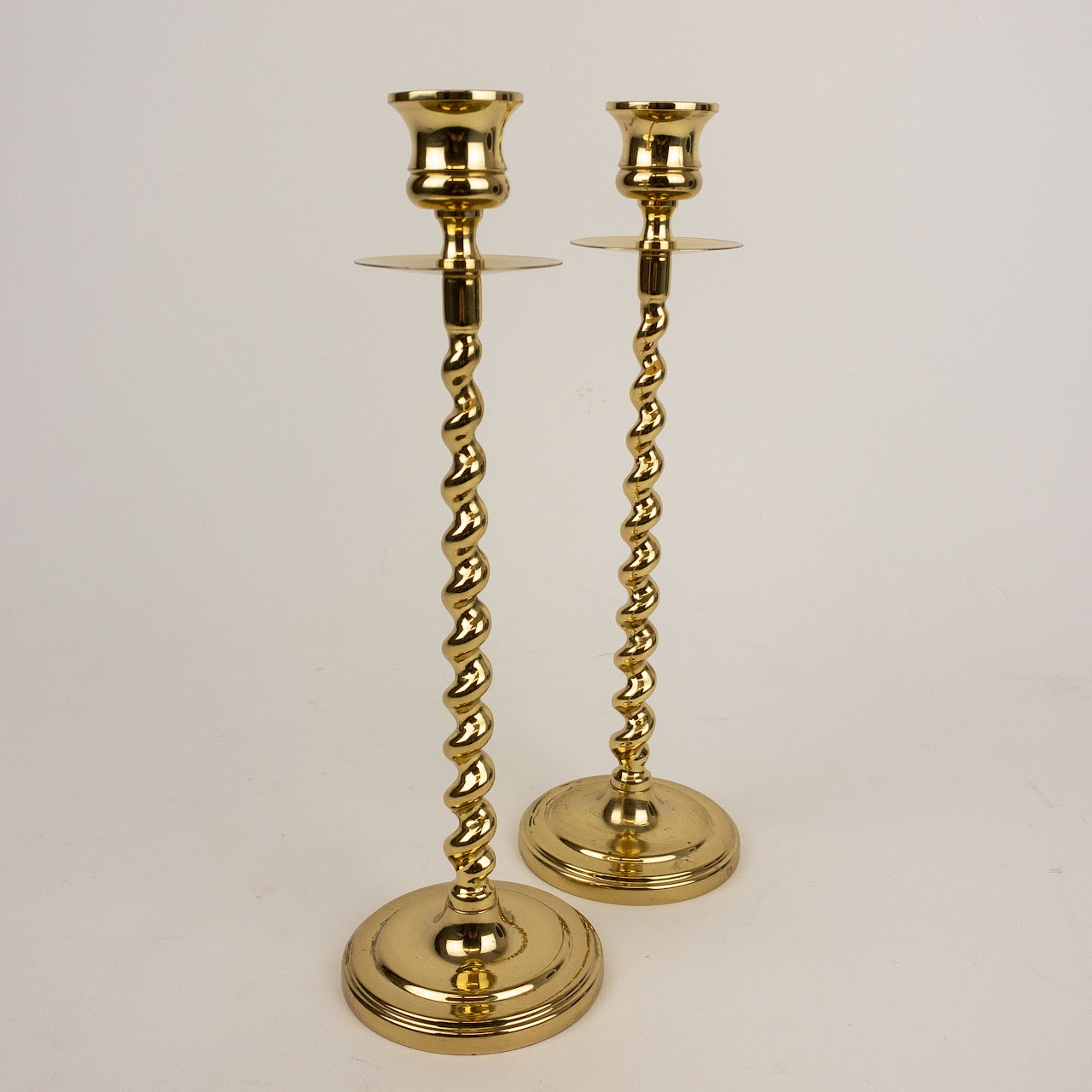 Baldwin Brass Barley Twist Candlestick Pair