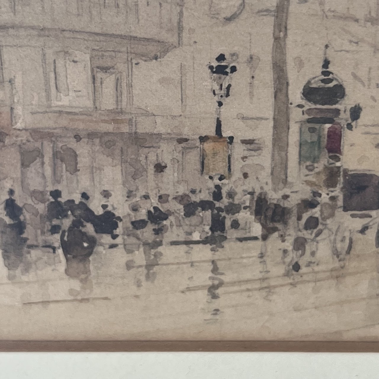 Francis Garat Signed Late 19th-Early 20th C. Parisian Street Scene Watercolor Painting #2