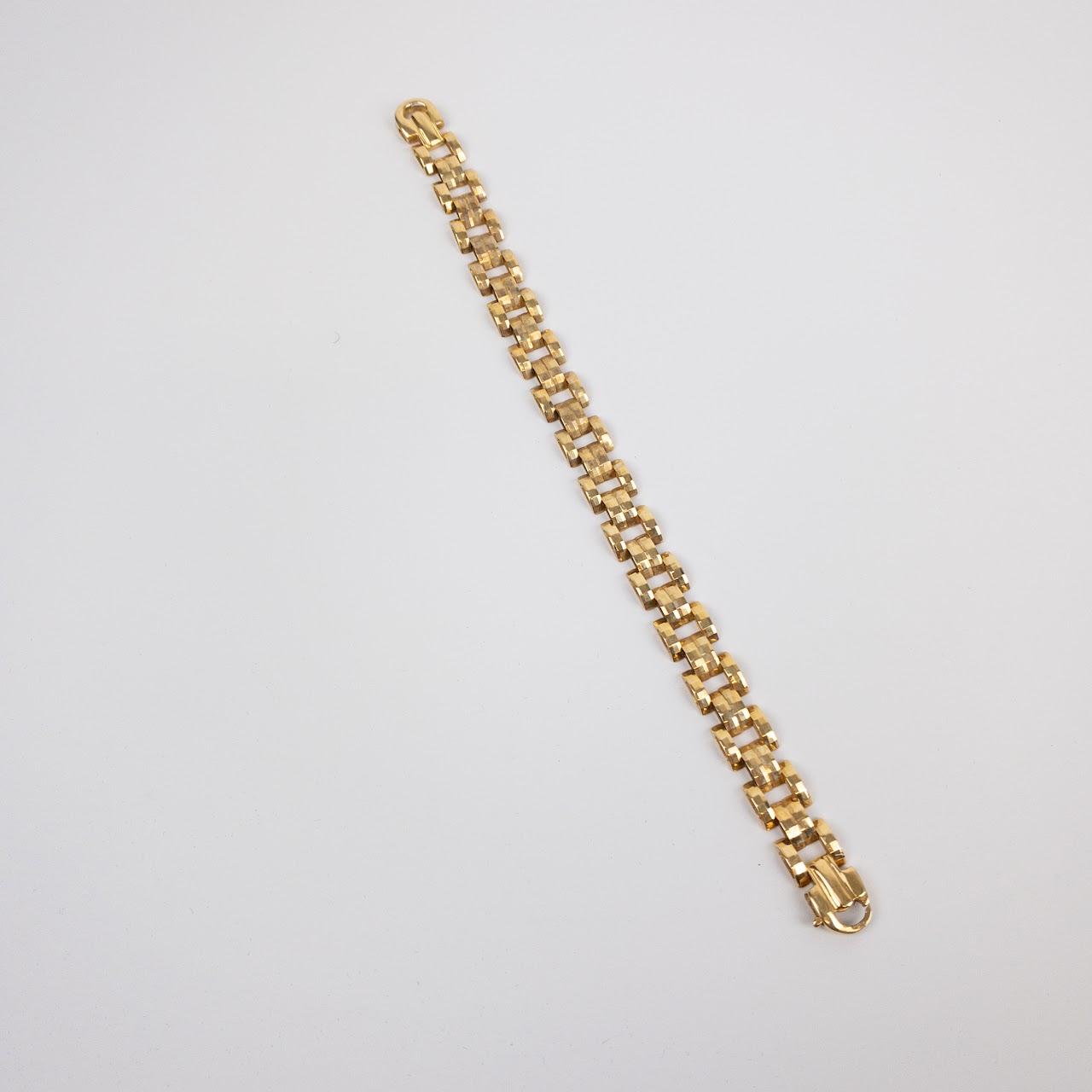 14K Gold Faceted Link Bracelet