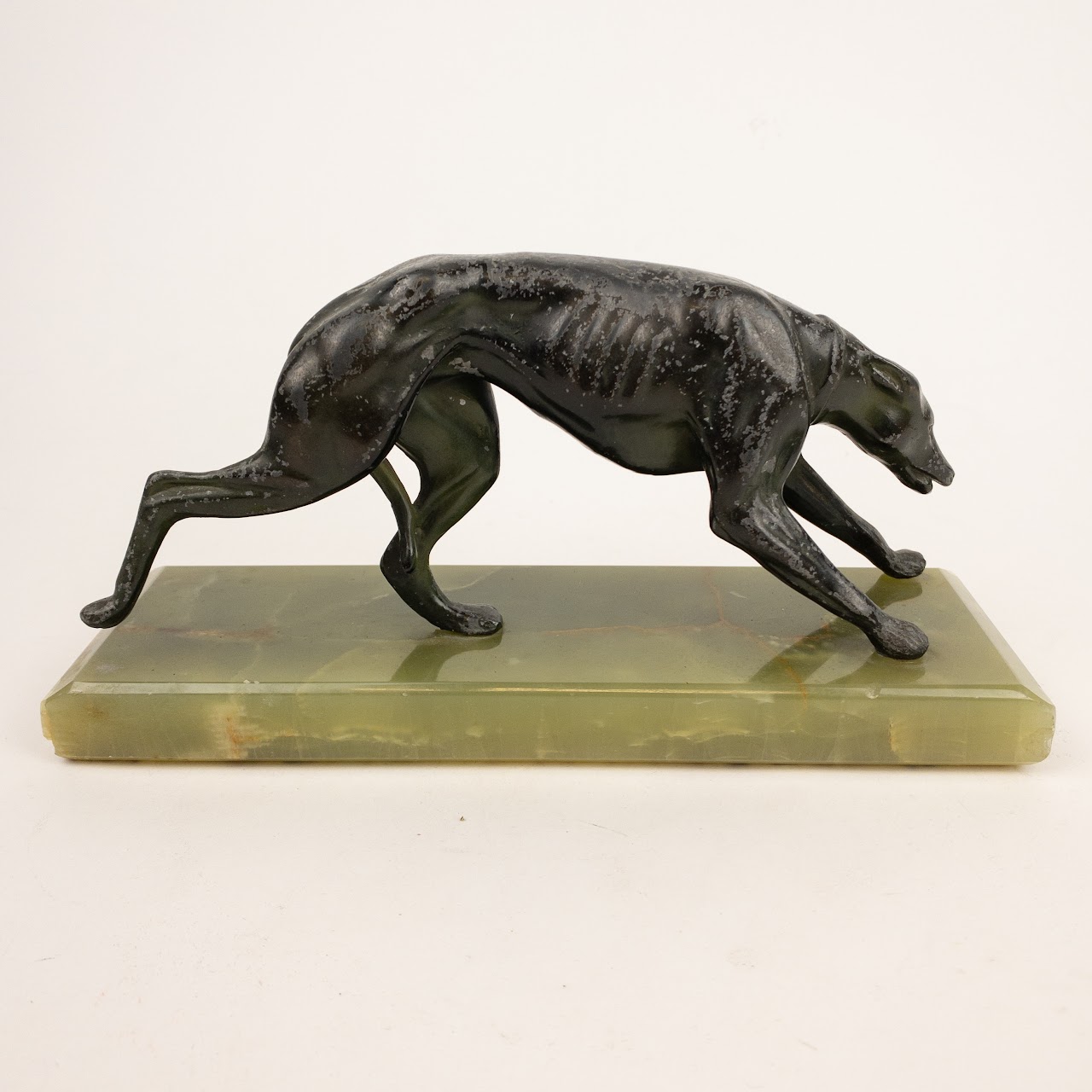 Bronze  & Green Onyx Greyhound Sculpture