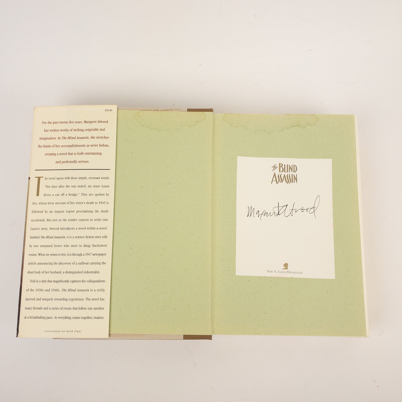 Margaret Atwood SIGNED 'The Blind Assassin' First U.S. Edition Book