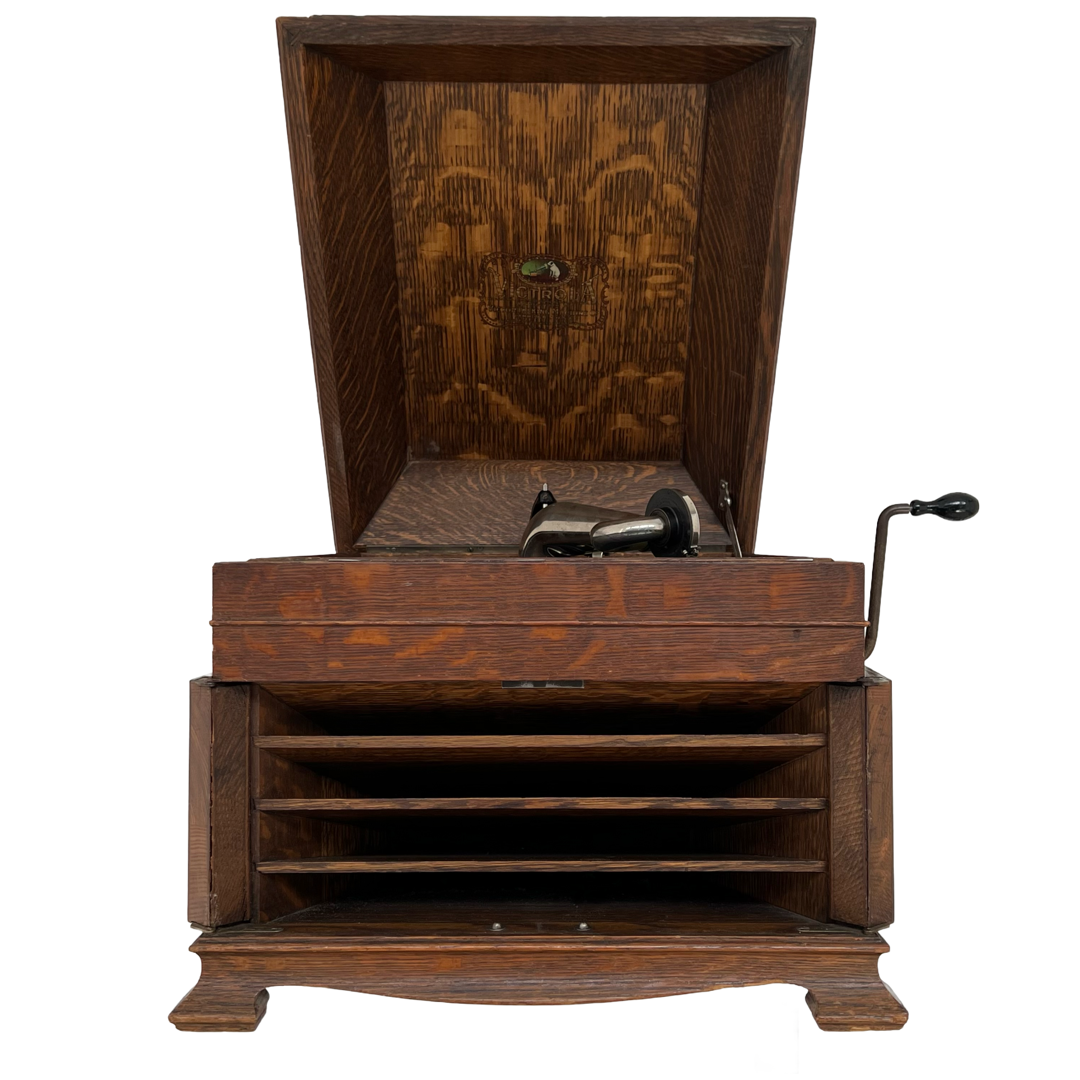 1918 Victrola VV-IX Tabletop Gramophone in Tiger Oak Case