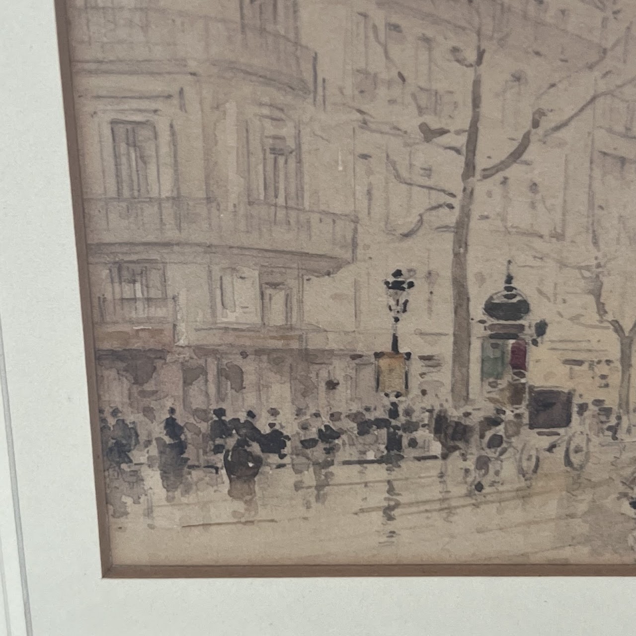 Francis Garat Signed Late 19th-Early 20th C. Parisian Street Scene Watercolor Painting #2