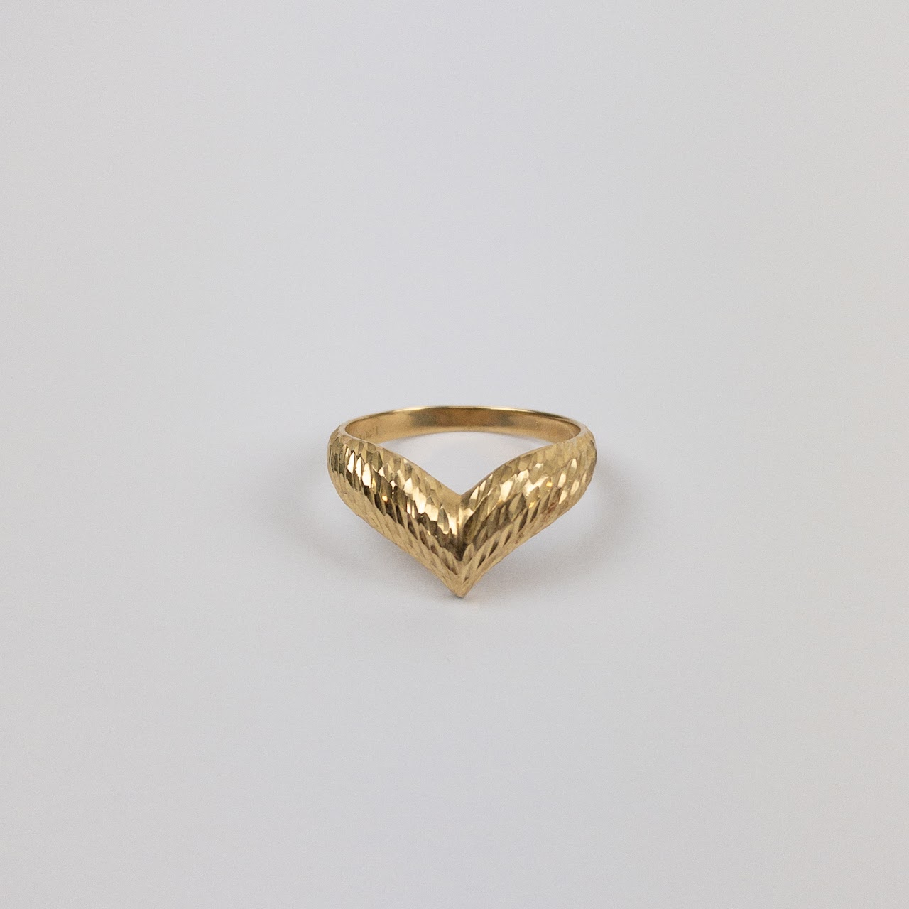 14K Gold Diamond-Cut Wishbone Ring