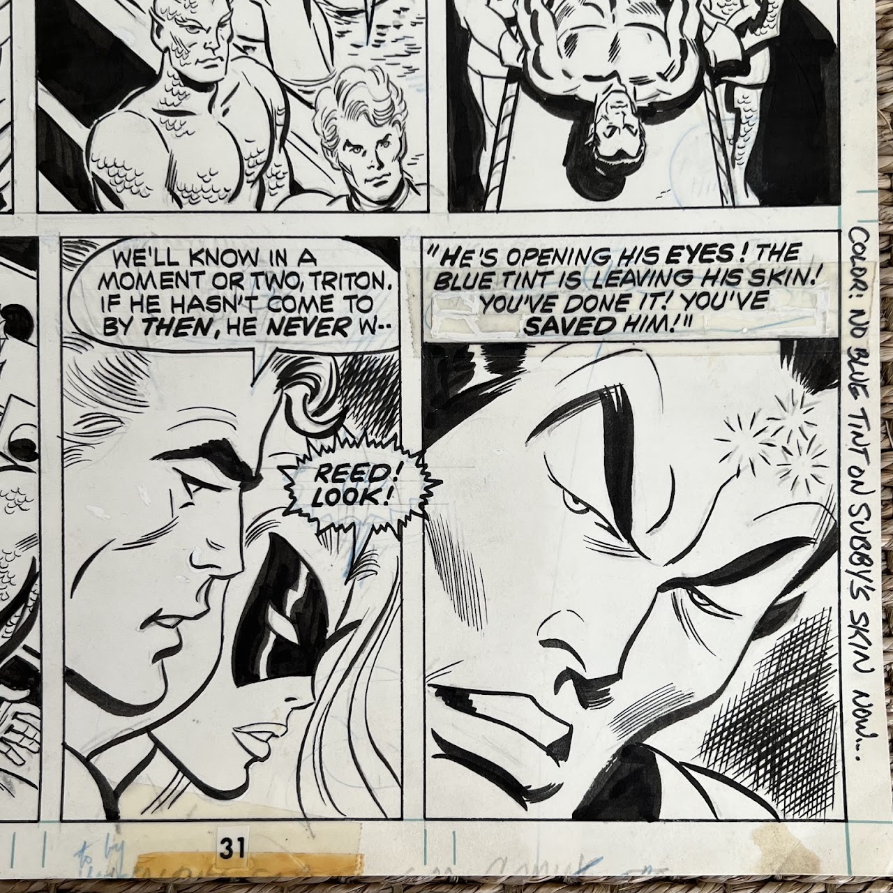 Don Heck Original 1973 Marvel Comics 'Sub-Mariner' No. 67 Ink Drawing Panel