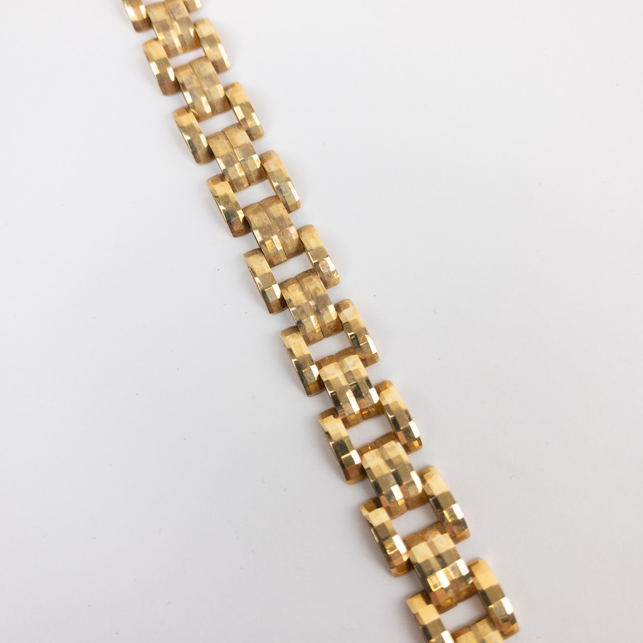 14K Gold Faceted Link Bracelet