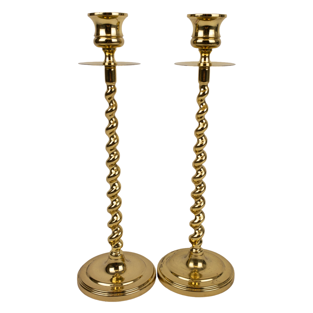 Baldwin Brass Barley Twist Candlestick Pair