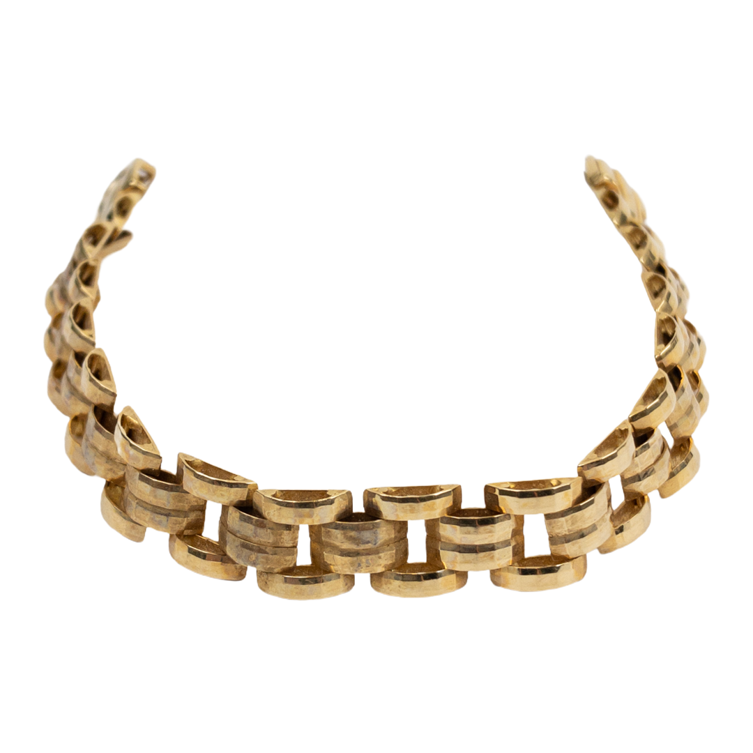 14K Gold Faceted Link Bracelet