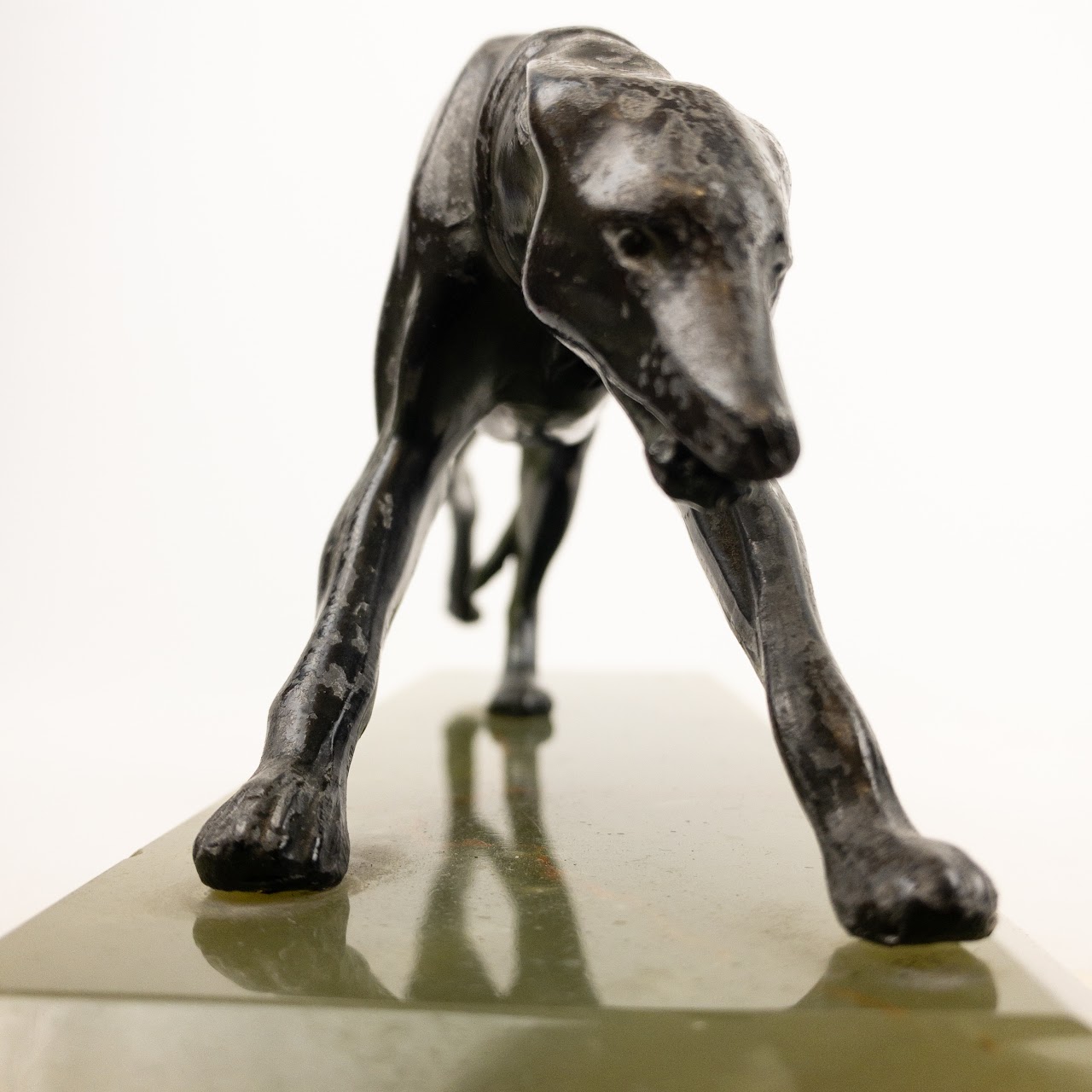 Bronze  & Green Onyx Greyhound Sculpture