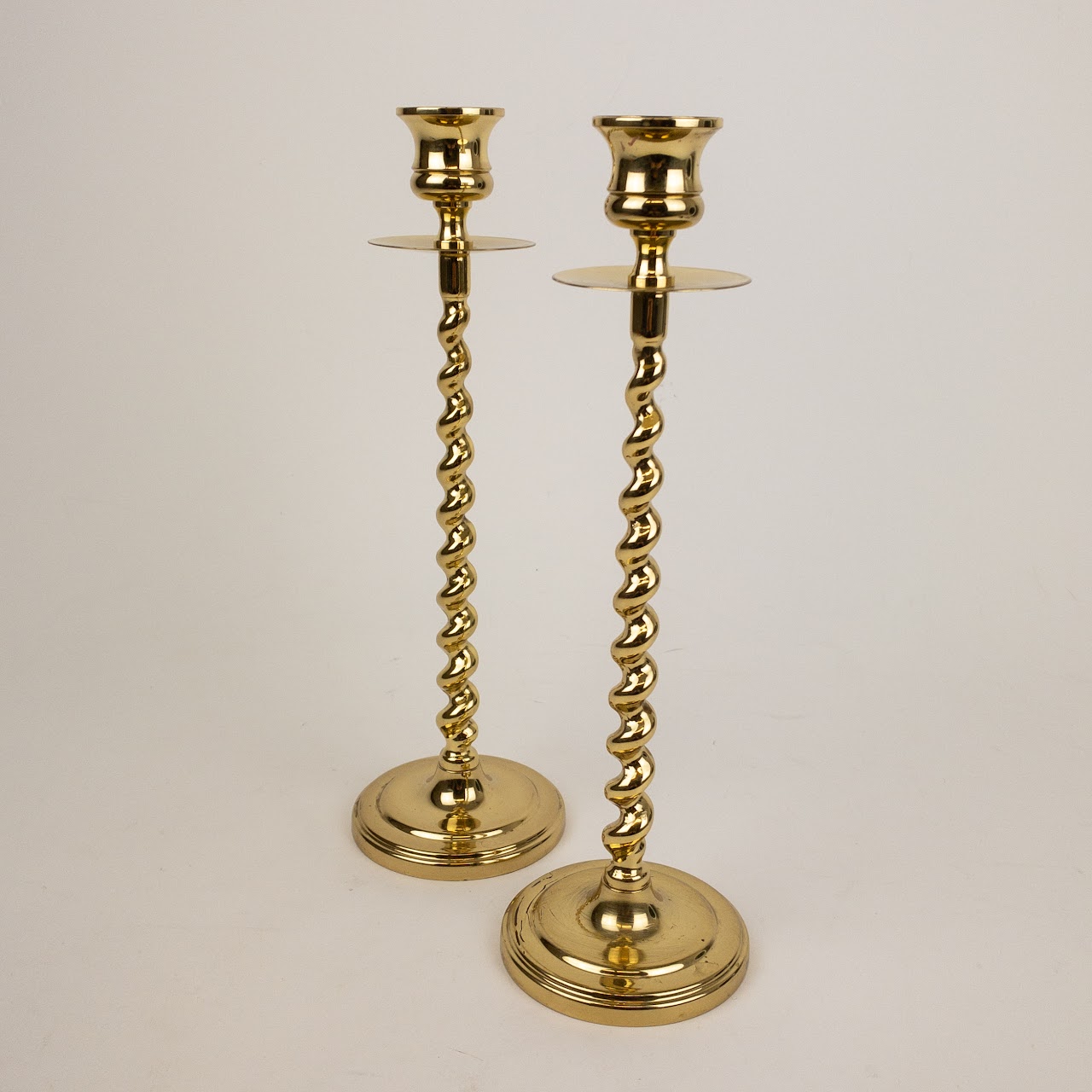 Baldwin Brass Barley Twist Candlestick Pair