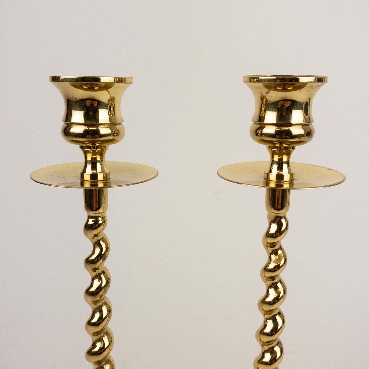 Baldwin Brass Barley Twist Candlestick Pair