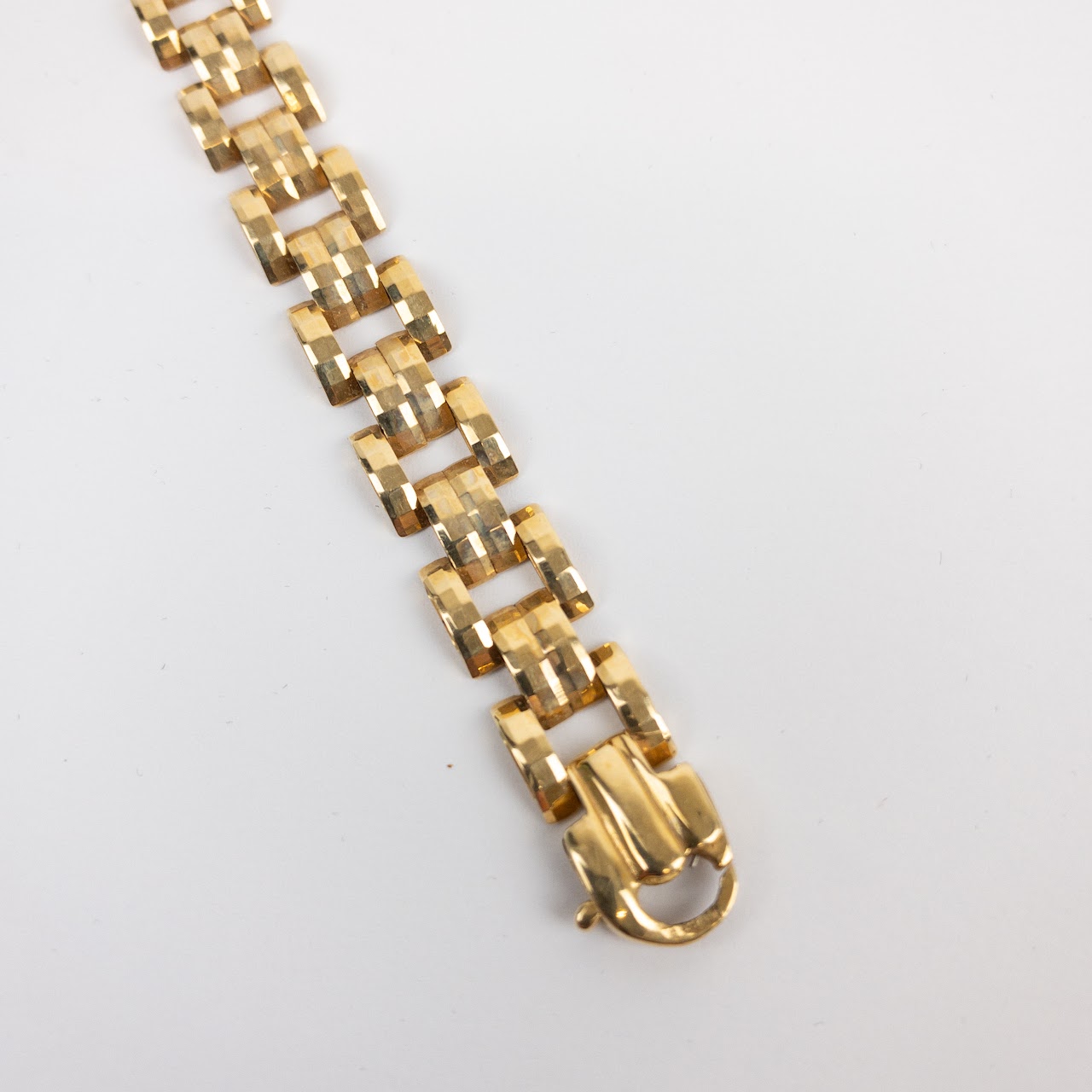 14K Gold Faceted Link Bracelet