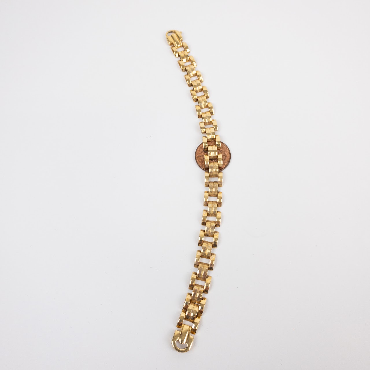 14K Gold Faceted Link Bracelet