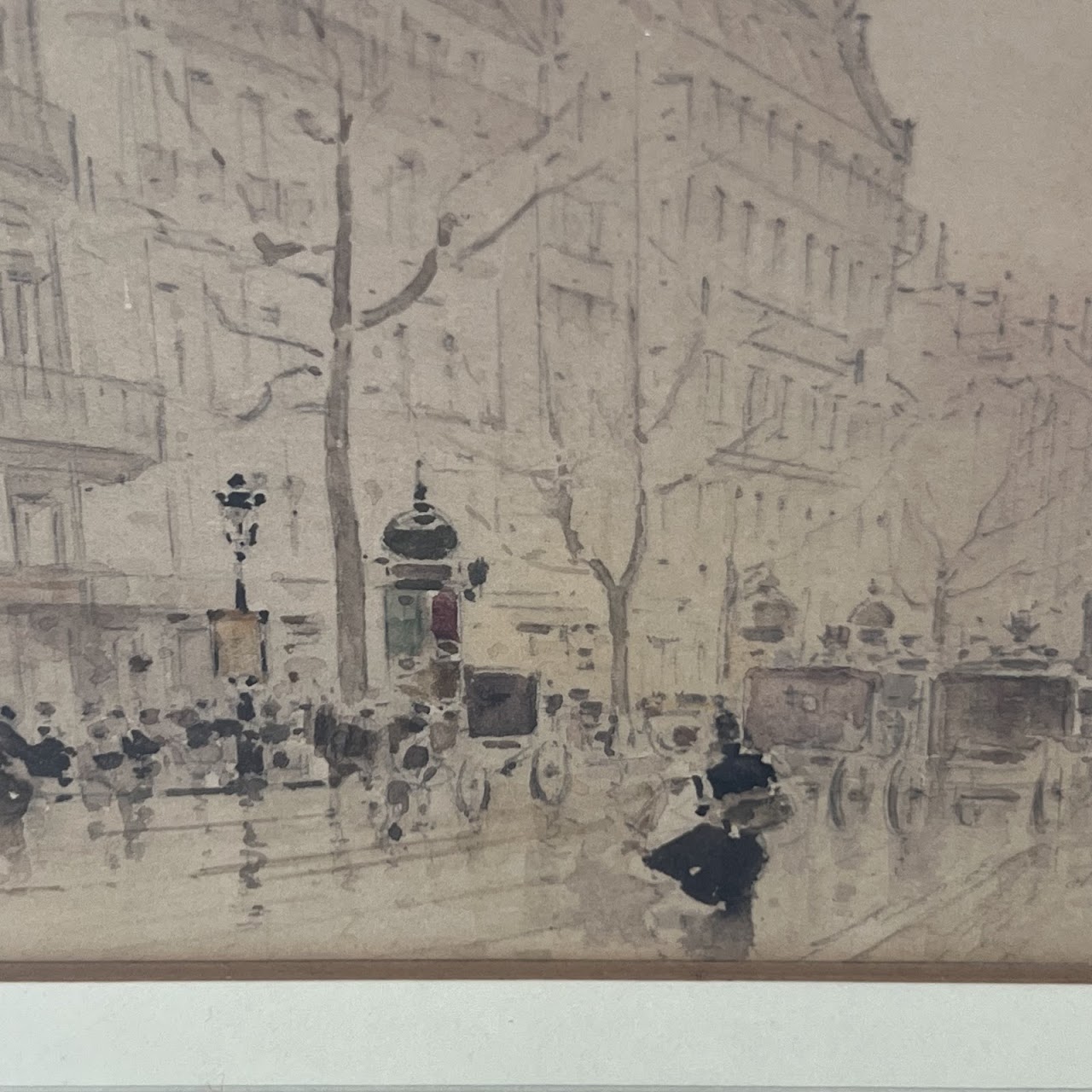 Francis Garat Signed Late 19th-Early 20th C. Parisian Street Scene Watercolor Painting #2