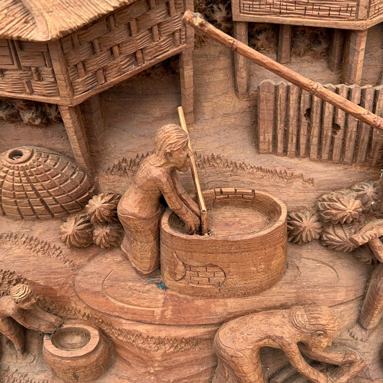 Filipino Teak Three-Dimensional Large Scale Wood Carving