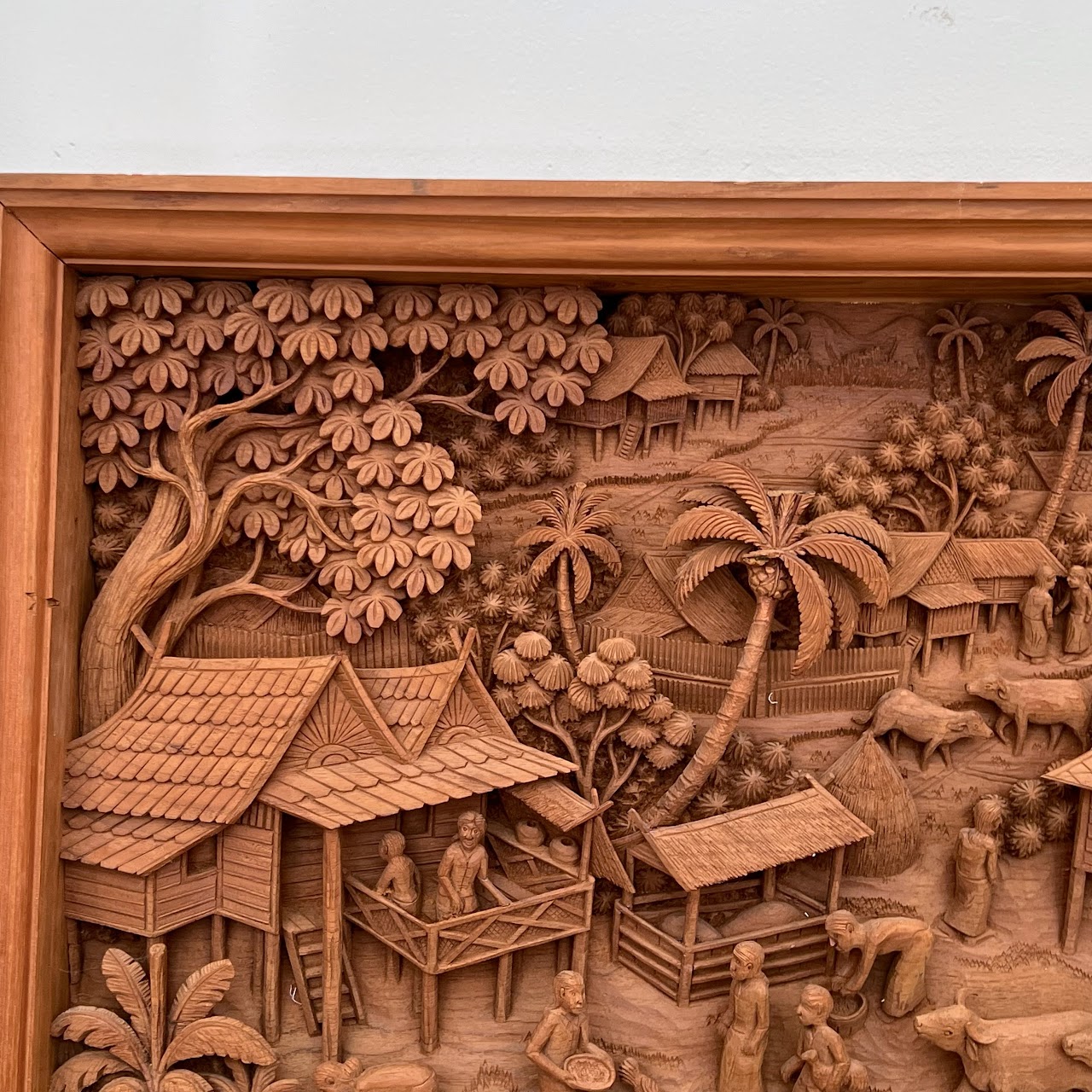 Filipino Teak Three-Dimensional Large Scale Wood Carving