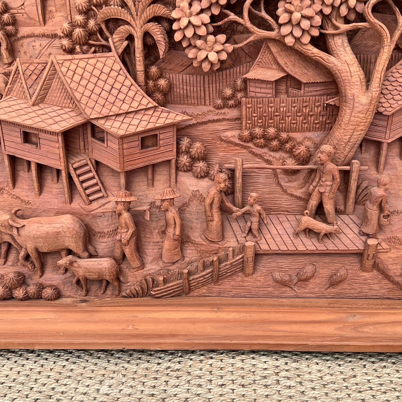 Filipino Teak Three-Dimensional Large Scale Wood Carving