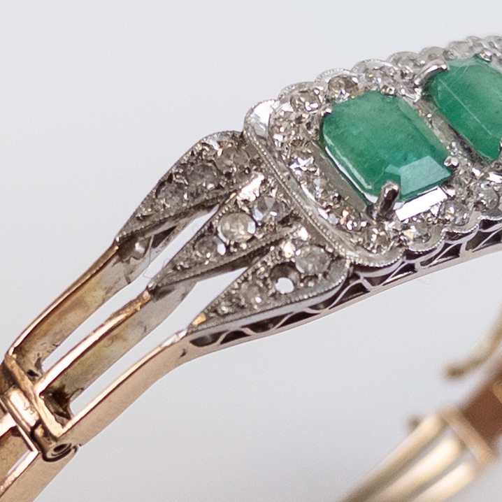 14K Gold, Emerald and Diamond Bracelet