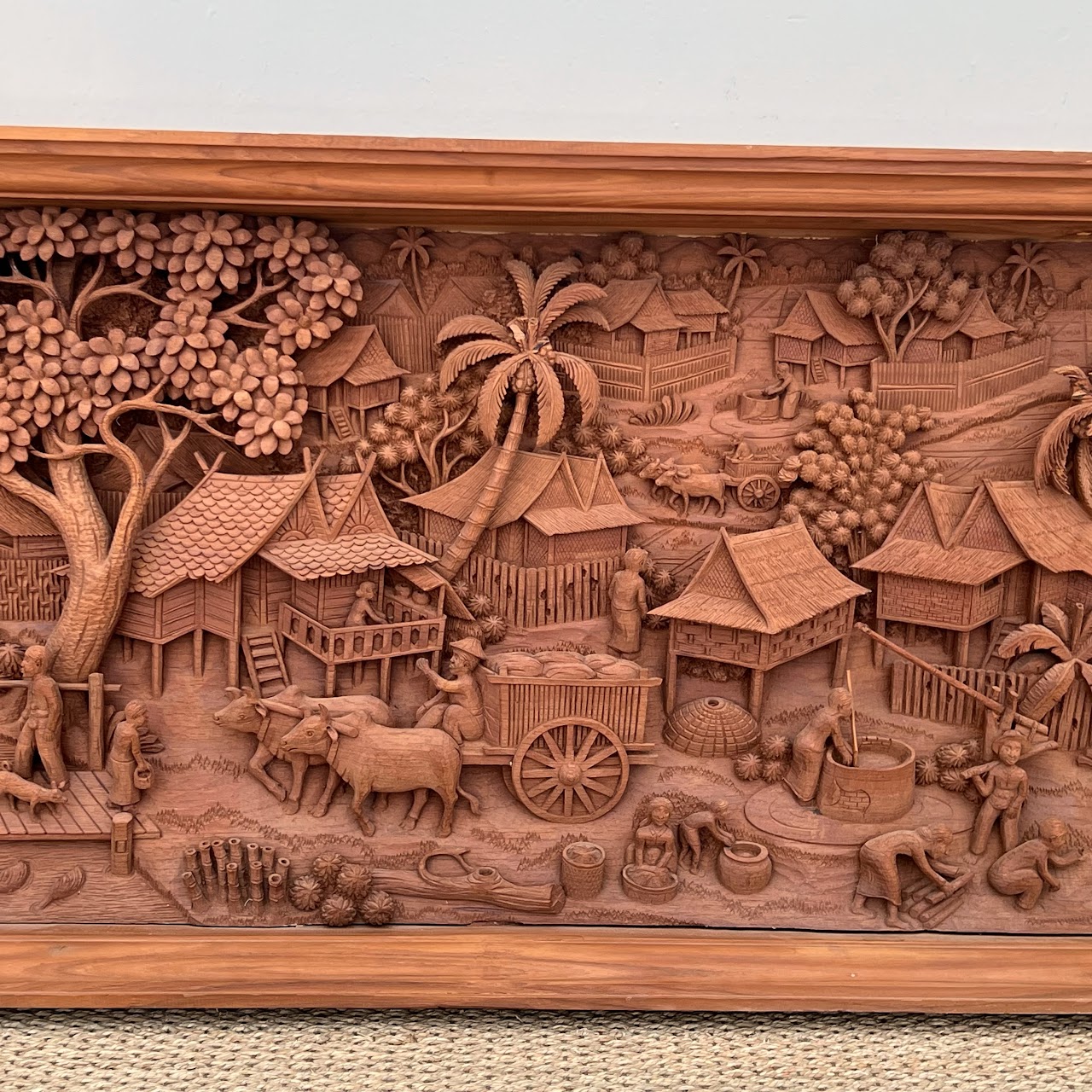 Filipino Teak Three-Dimensional Large Scale Wood Carving