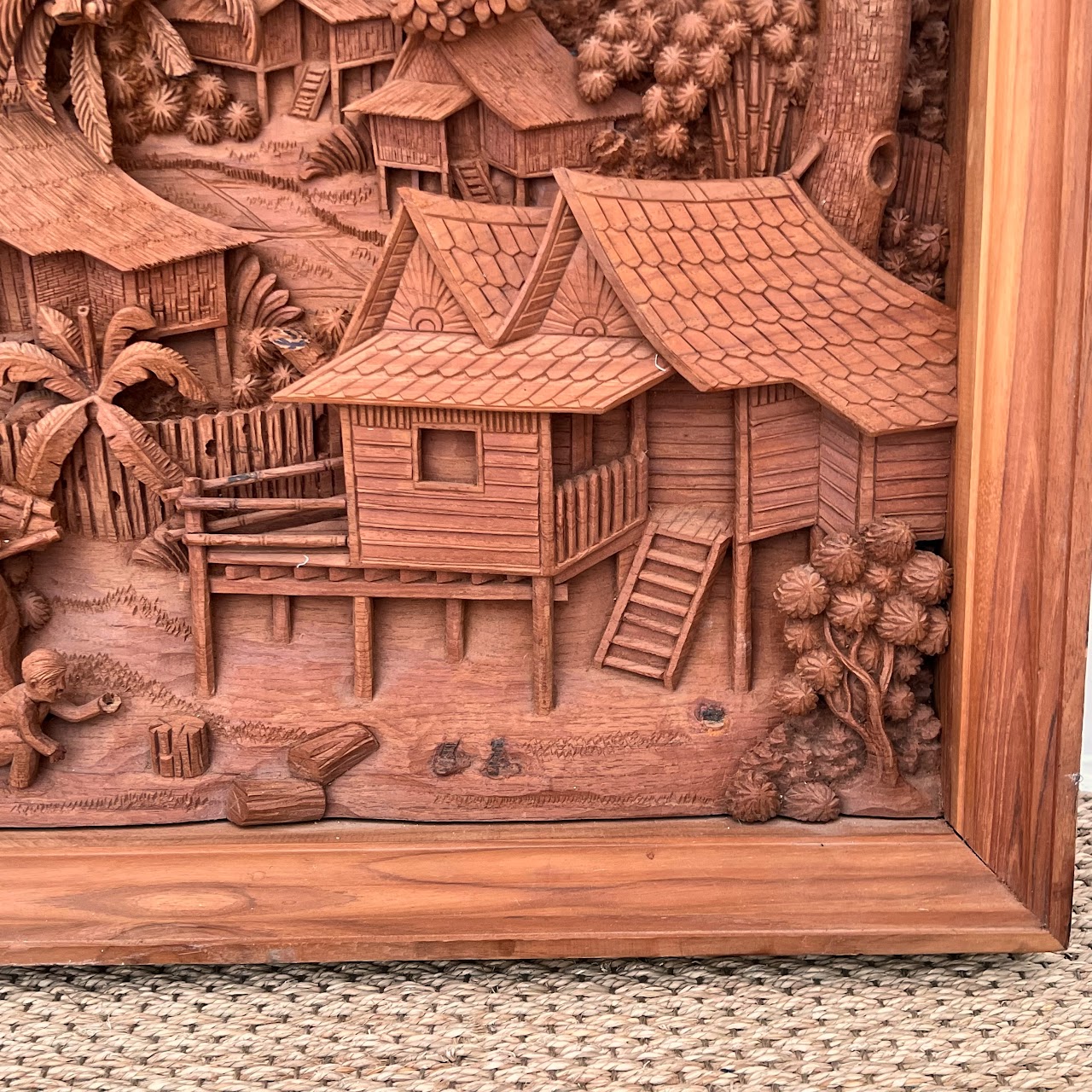 Filipino Teak Three-Dimensional Large Scale Wood Carving