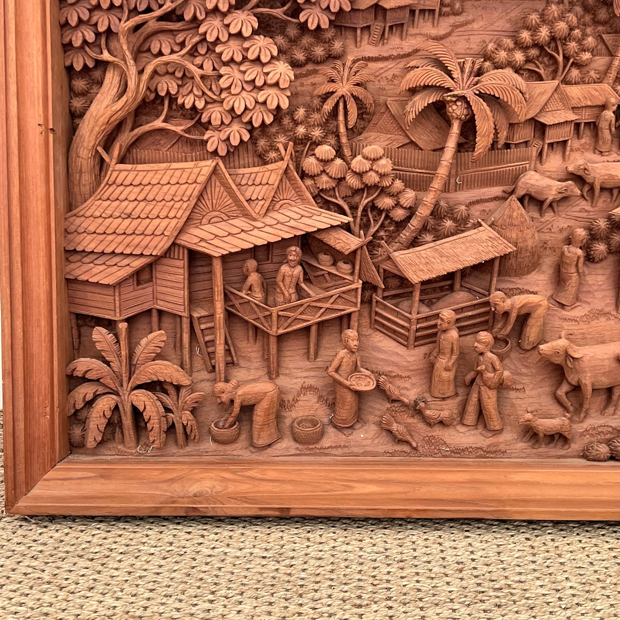 Filipino Teak Three-Dimensional Large Scale Wood Carving