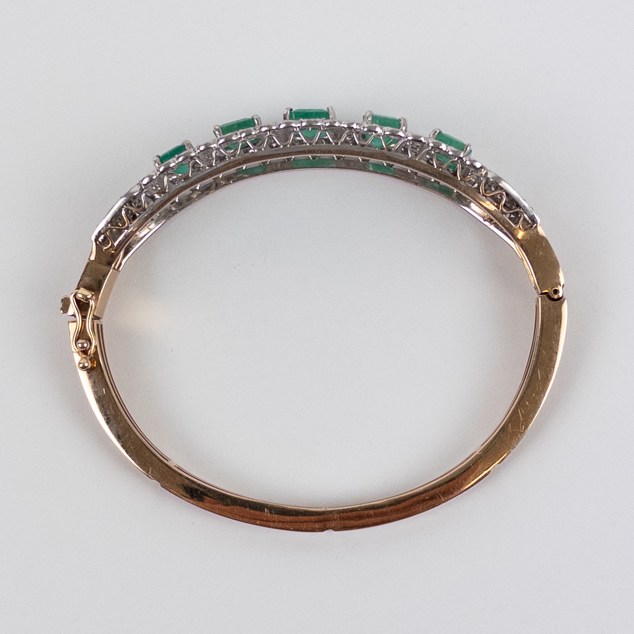 14K Gold, Emerald and Diamond Bracelet