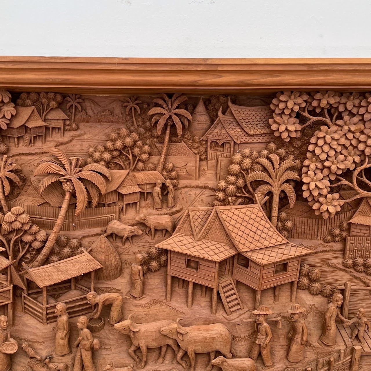 Filipino Teak Three-Dimensional Large Scale Wood Carving